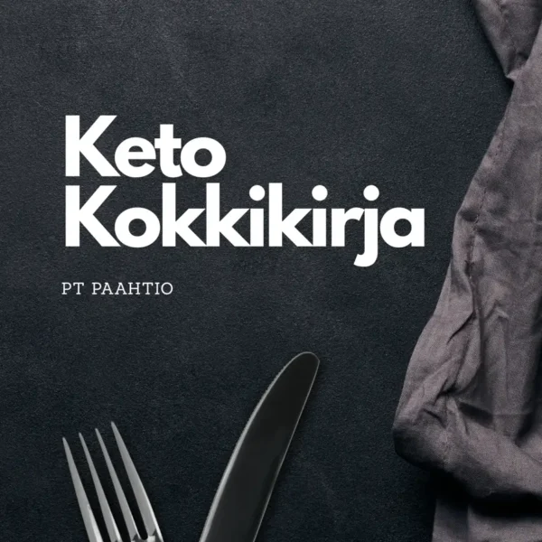 Keto Kokkikirjan kansikuva. Musta tausta