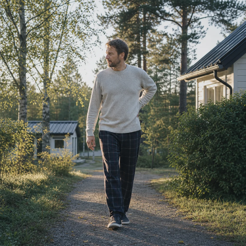 Rauhallinen kävely voi helpottaa aamulla jäykkää alaselkää