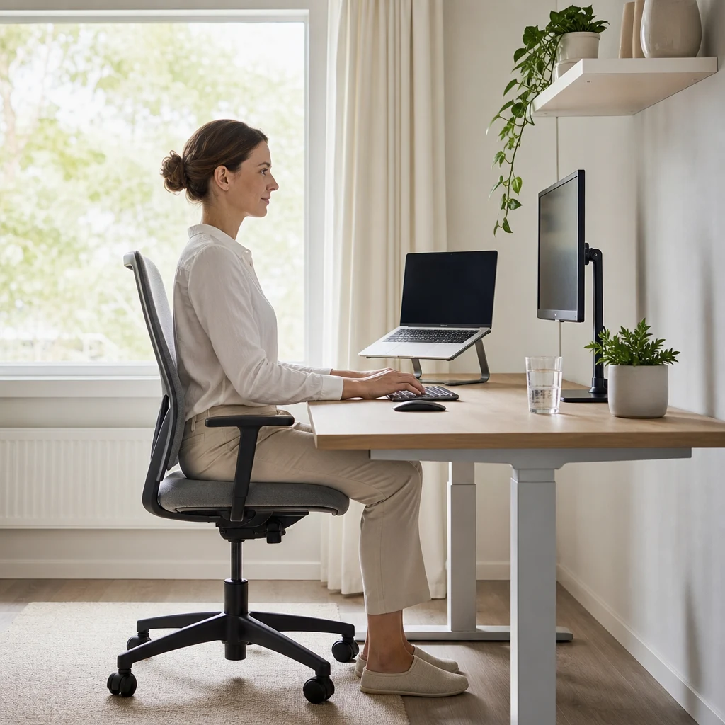 Ergonominen työasento niskakivun ja käteen säteilyn vähentämiseksi